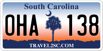 SC license plate OHA138