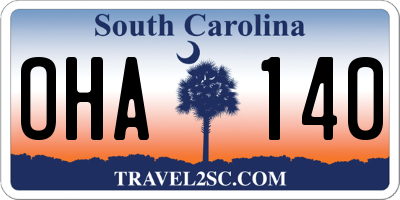 SC license plate OHA140