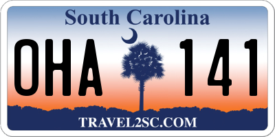SC license plate OHA141