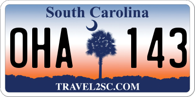SC license plate OHA143