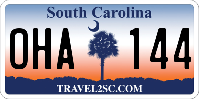 SC license plate OHA144
