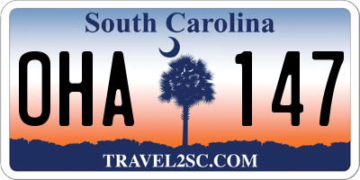 SC license plate OHA147