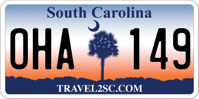 SC license plate OHA149
