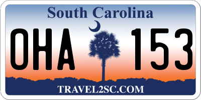 SC license plate OHA153