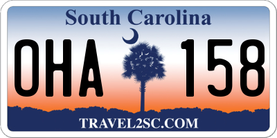 SC license plate OHA158
