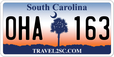 SC license plate OHA163