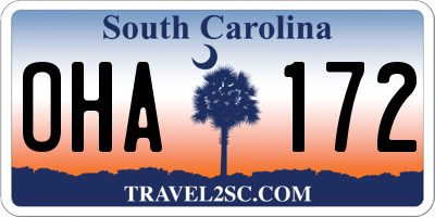 SC license plate OHA172