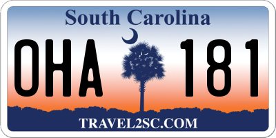 SC license plate OHA181