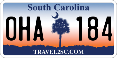 SC license plate OHA184