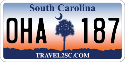 SC license plate OHA187
