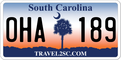 SC license plate OHA189