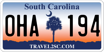 SC license plate OHA194