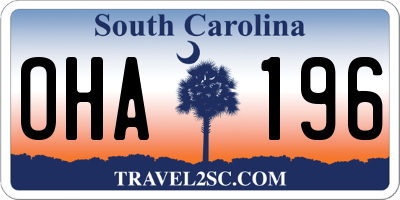 SC license plate OHA196