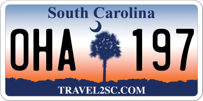 SC license plate OHA197