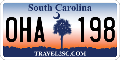SC license plate OHA198