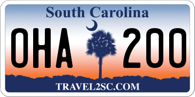 SC license plate OHA200
