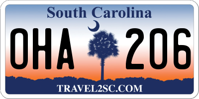 SC license plate OHA206