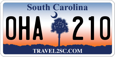 SC license plate OHA210