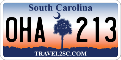 SC license plate OHA213