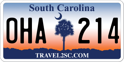 SC license plate OHA214