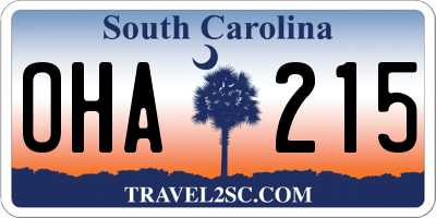 SC license plate OHA215