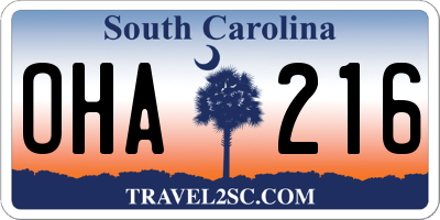 SC license plate OHA216