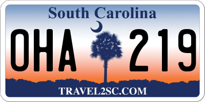 SC license plate OHA219