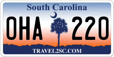 SC license plate OHA220