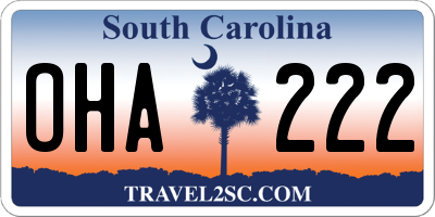 SC license plate OHA222