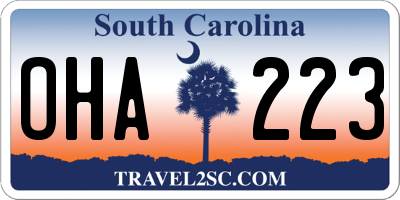 SC license plate OHA223