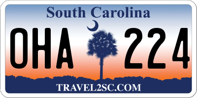 SC license plate OHA224