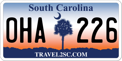 SC license plate OHA226