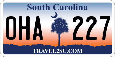SC license plate OHA227
