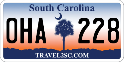 SC license plate OHA228