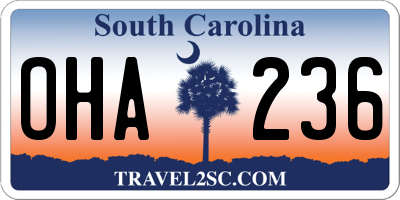 SC license plate OHA236