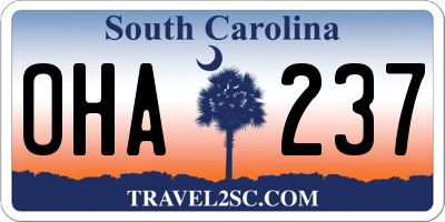 SC license plate OHA237