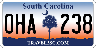 SC license plate OHA238