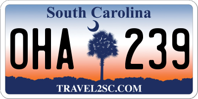 SC license plate OHA239