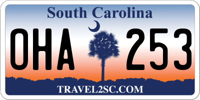 SC license plate OHA253