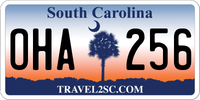 SC license plate OHA256