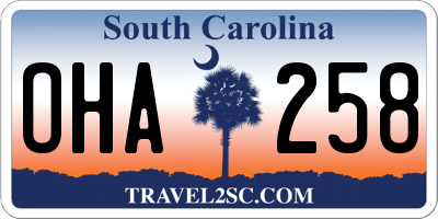 SC license plate OHA258