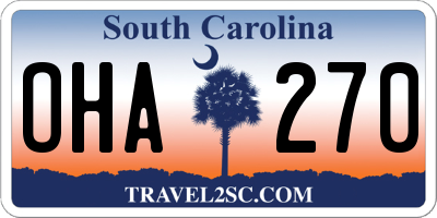 SC license plate OHA270
