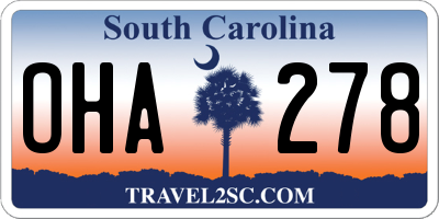 SC license plate OHA278