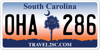 SC license plate OHA286