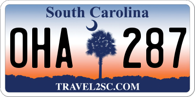 SC license plate OHA287