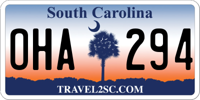 SC license plate OHA294