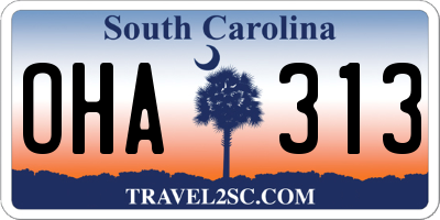 SC license plate OHA313