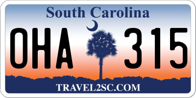 SC license plate OHA315