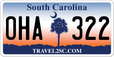 SC license plate OHA322