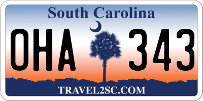 SC license plate OHA343